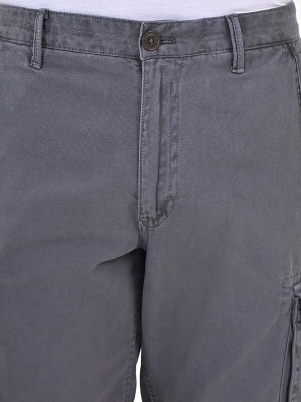 Indian Terrain Men's Regular Fit Solid Grey Shorts